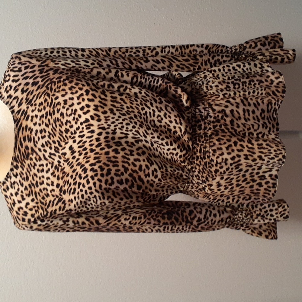 Libby Edelman Leopard Animal Print Flowy Blouse -Size Small